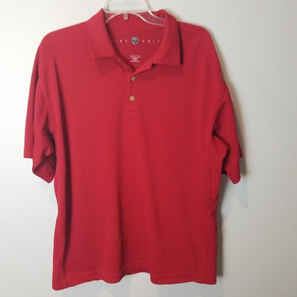 Men's Red TEXTURED NIKE GOLF POLO shirt Large - Picture 1 of 5